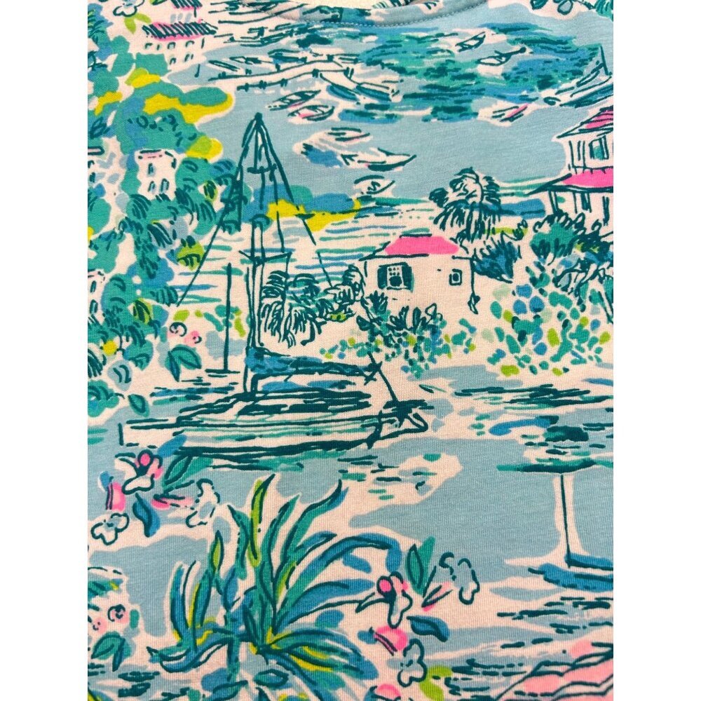 Lilly Pulitzer Kristen Tank Top Gustavia Green Sunshine City Toile Small - Picture 8 of 9